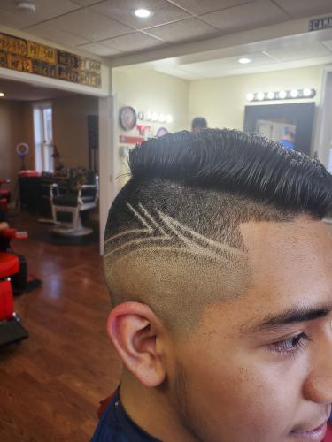 Side-Parted Haircut with Design