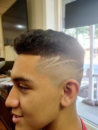 High Fade Combover with Design